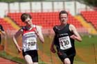 Max Pearson (Tynedale) outsprints Joe Kirk (Gateshead) for 2nd place in the under-15s 1500 metres.